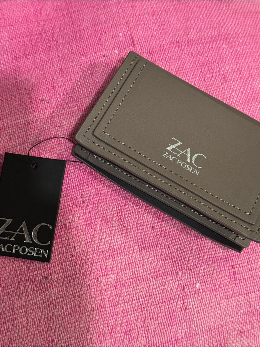 ZAC Zac Posen Taupe Leather Mini Wallet with Silver Hardware